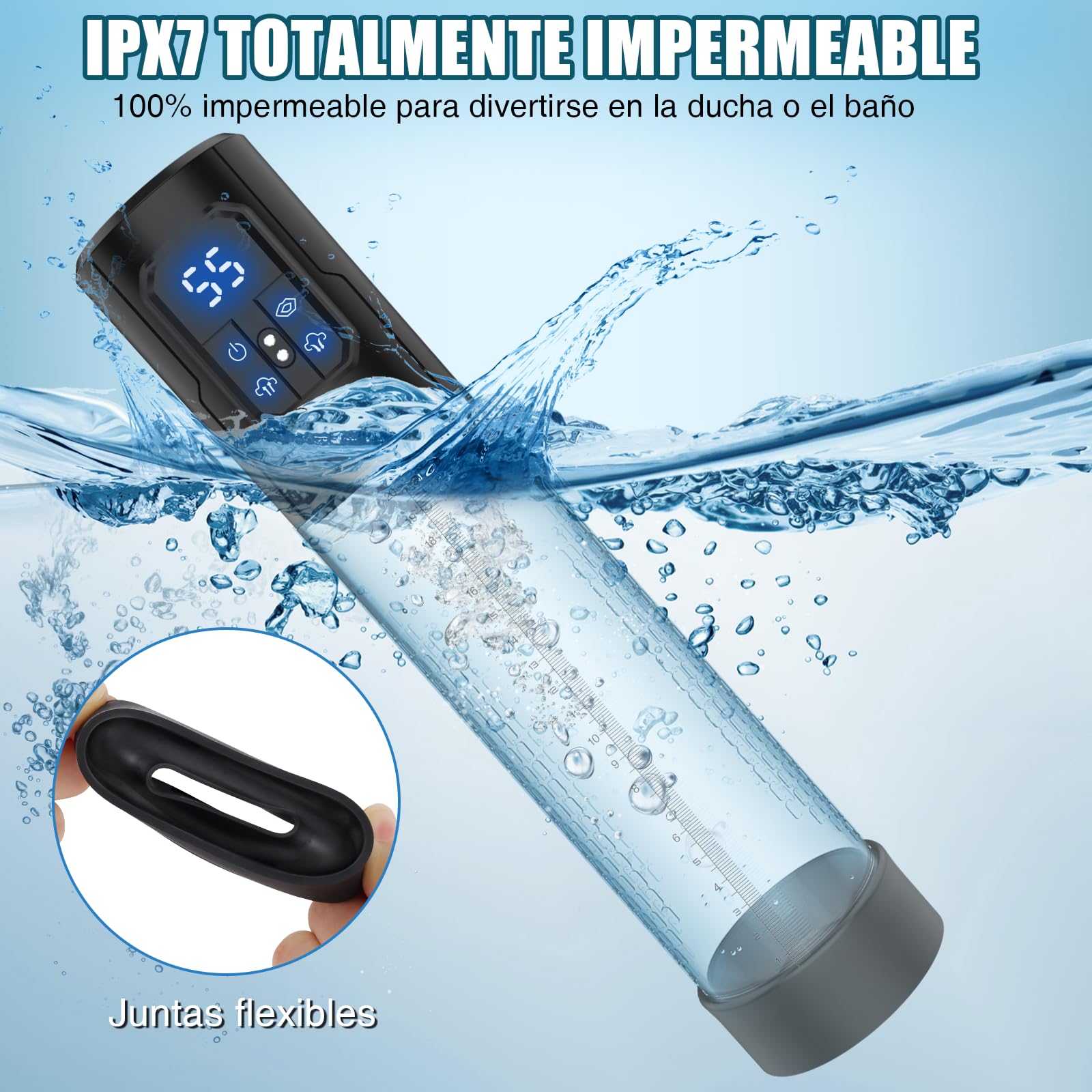 Bomba de Pene Masculino Juguetes Sexuales - Masturbador Eléctrico Alargador de Pene para Hombres, Sextoy Extensor Bomba de Vacío con 4 Modos de Succión, Juguete para Adultos con Anillo para el Polla