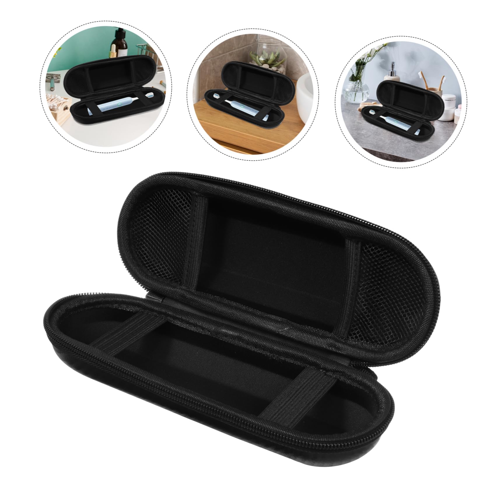 minkissy 5 Pz scatola portaspazzolini portatile portatili portatorta per trasporto astuccio spazzolino Elettrico borse per denti elettrici custodia porta spazzolino da viaggio eva Black