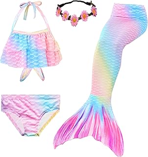Kokowaii Fancy Girls Swimming Mermaid Kids Mermaid Tails for Swimming Girls Swimwear