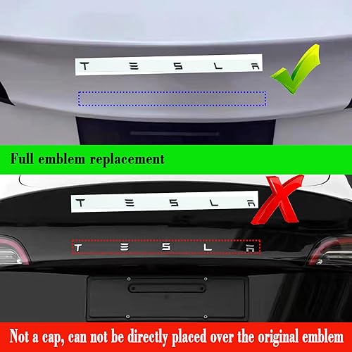 Miniatura 2 de YHCDSEA Letras de inserción para portón trasero de Tesla, emblemas, material ABS, compatible con accesorios de la serie Tesla Model 3 Y S X (negro