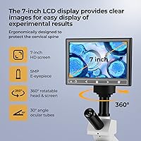 Vista 13 de [Temperatura constante] Microscopio compuesto trinocular Vabiooth Lab 40X-2500X de aumento con monitor de 7 pulgadas, ocular electrónico de 5 MP