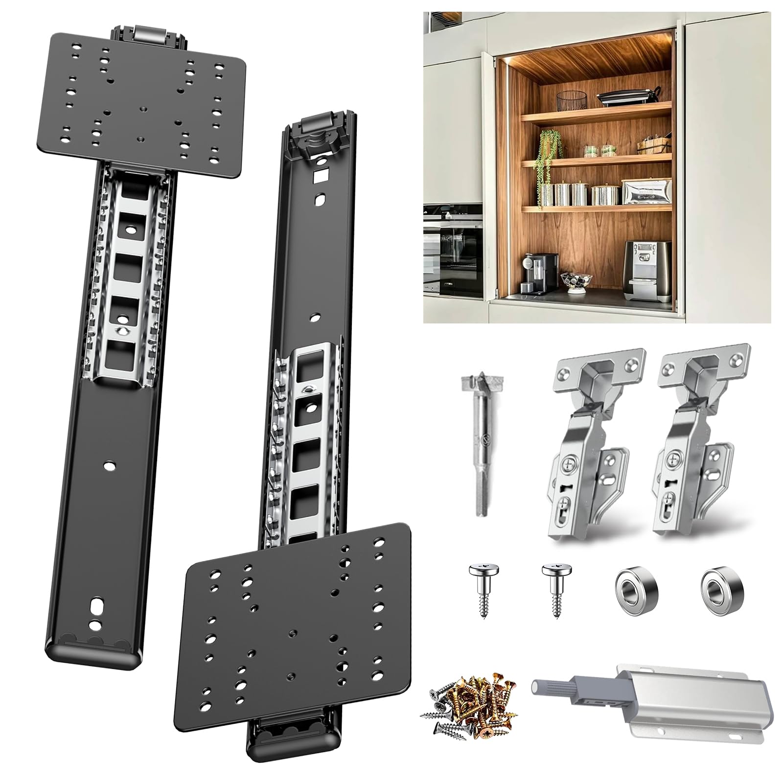 Pocket Door Slide Kit – Soft Close, Hidden Sliding（14in,Set 1 ）