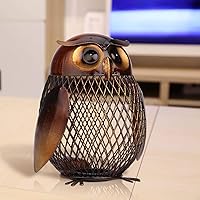Vista 6 de Tooarts Búho en forma de metal moneda banco caja artesanía arte artesanal