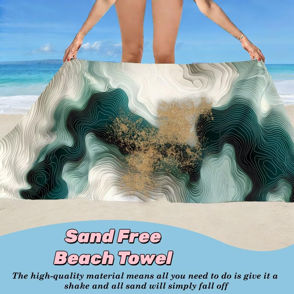 Toalla Playa 80x160 cm, Toalla Gimnasio Microfibra Secado Rapido, Juego de 2 Antiarena Toallas de Playa, Ligera Compacta Toallas Microfibra Grande para Viaje, Regalo Hombre Mujer (Abstracto) -4925