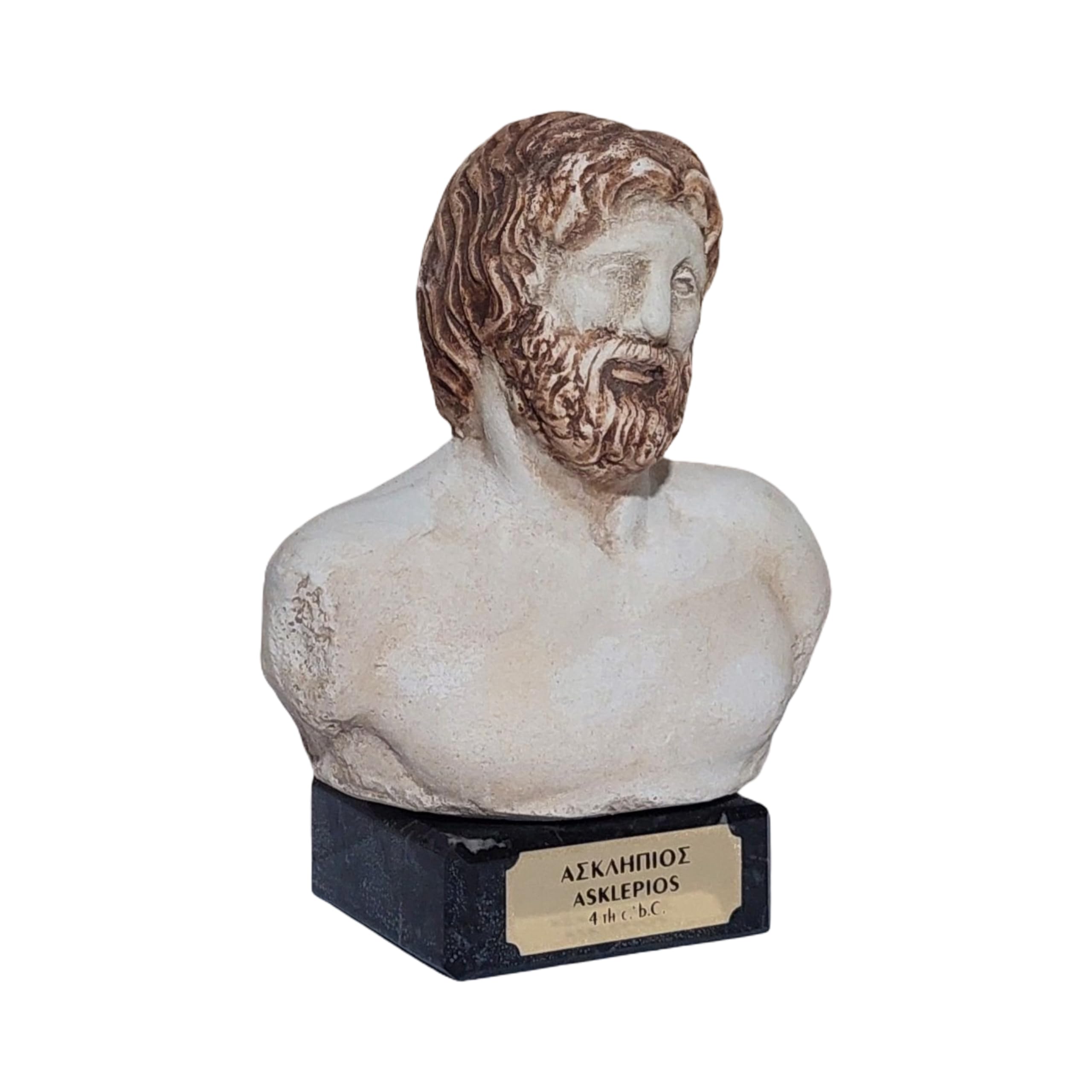 Asklepios Bust Sculpture God Of Healing Ancient Greek Mythology Statue On Marble Base, Multicolor, 12.50 Centimeters - Image 2