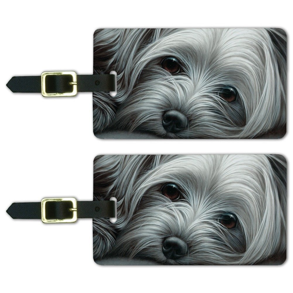 Yorkshire Terrier Yorkie Tired Dog Luggage ID Tags Cards Set of 2