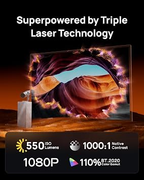 XGIMI MoGo 4 Laser 2025 NEW Portable Projector with PowerBase Stand, 5 Hours of Playtime, Google TV with Licensed Netflix, 360 Adjustable Stand, 450 ISO Lumens, 2 x 6W Harman Kardon