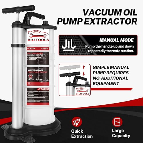 Miniatura 3 de BILITOOLS Extractor de bomba de aceite de vacío de 2 en 1 9L y kit de embudo de aceite neumáticomanual herramienta de aceite automotriz