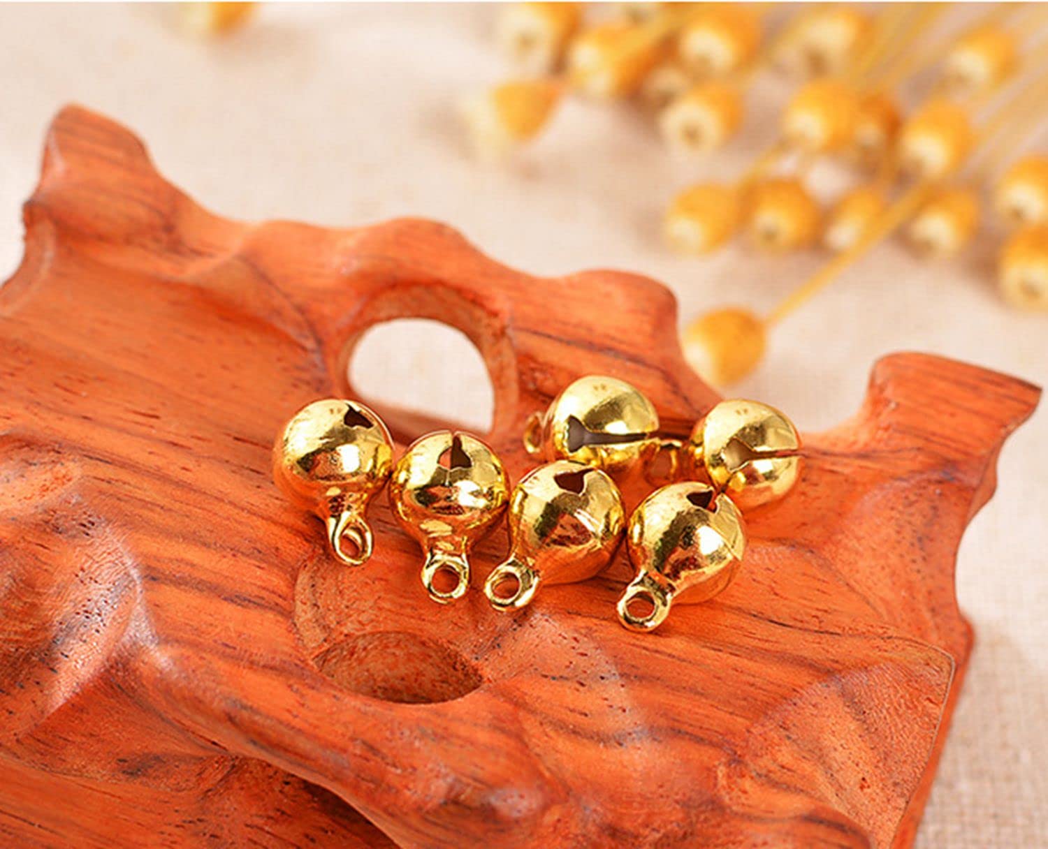 100 Clochettes Dorées En Laiton Vintage 14mm | Pour Décorations Noël, Carillons, Sapin, Couronnes