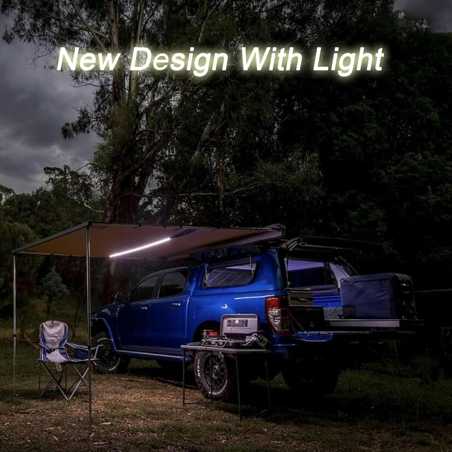 AMNOOL Car Awning with Led Camper Camper Led, Auto/SUV Waterproof Retractile Tent