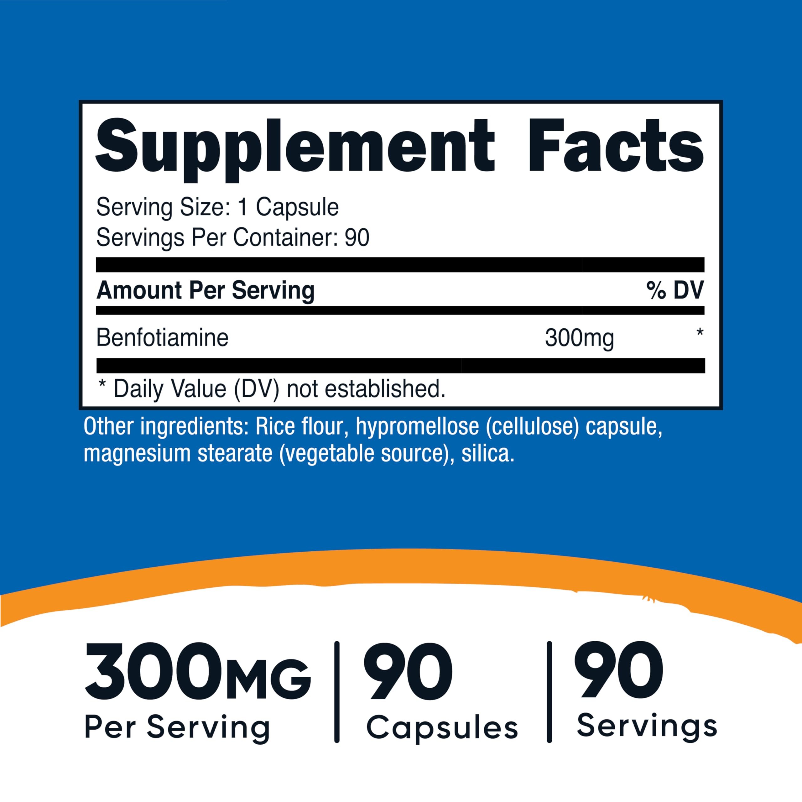 Nutricost Benfotiamine 300mg, 90 Capsules, Fat Soluble Vitamin B1, GMO-Free — Amazon image 2
