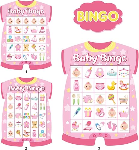 Miniatura 3 de ADELULU Juegos de bingo para baby shower para niñas, 24 invitados, bingo para recién nacidos, para baby shower, fiesta de cumpleaños, suministros de