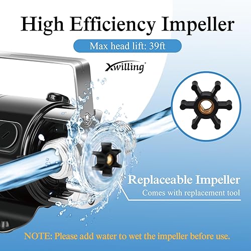 Miniatura 2 de Bomba de agua eléctrica de 120 V, bomba de utilidad de 330 GPH, 110 HP para barril de lluvia, manguera de jardín, estanques, piscinas, acuarios,