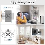 Pipishell Support mural TV à mouvement complet pour téléviseurs et moniteurs LED LCD plats incurvés de 13 à 43 pouces, VESA max 200x200mm jusqu'à 44lbs, support mural TV pivotant avec rotation et inclinaison, PISF1