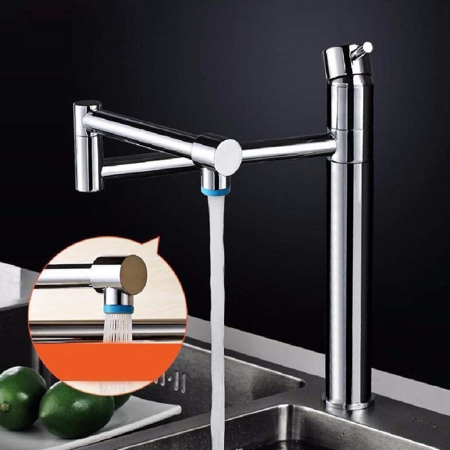 Faucets,Kitchen Faucet Kitchen Sink Hot and Cold Faucet Full Copper Faucet Plus Telesfaucet High Strength Foldable Wash Basin Sink Head