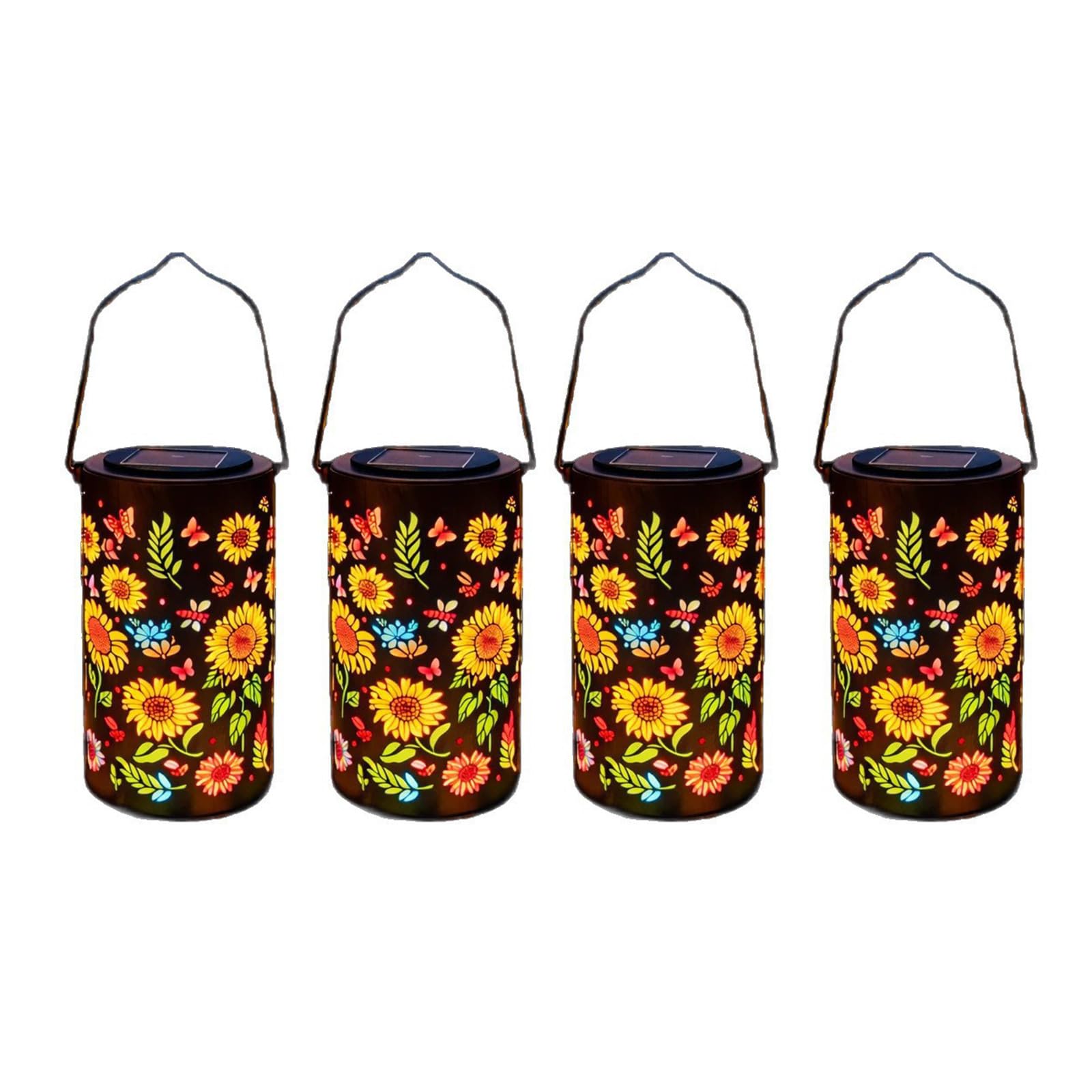 Bronze Metal Colorful Sunflowers Glowing Solar Lights Waterproof Garden Hanging Lamp for Yard Patios Landscape Lighting Solar Sunflowers Hanging Light