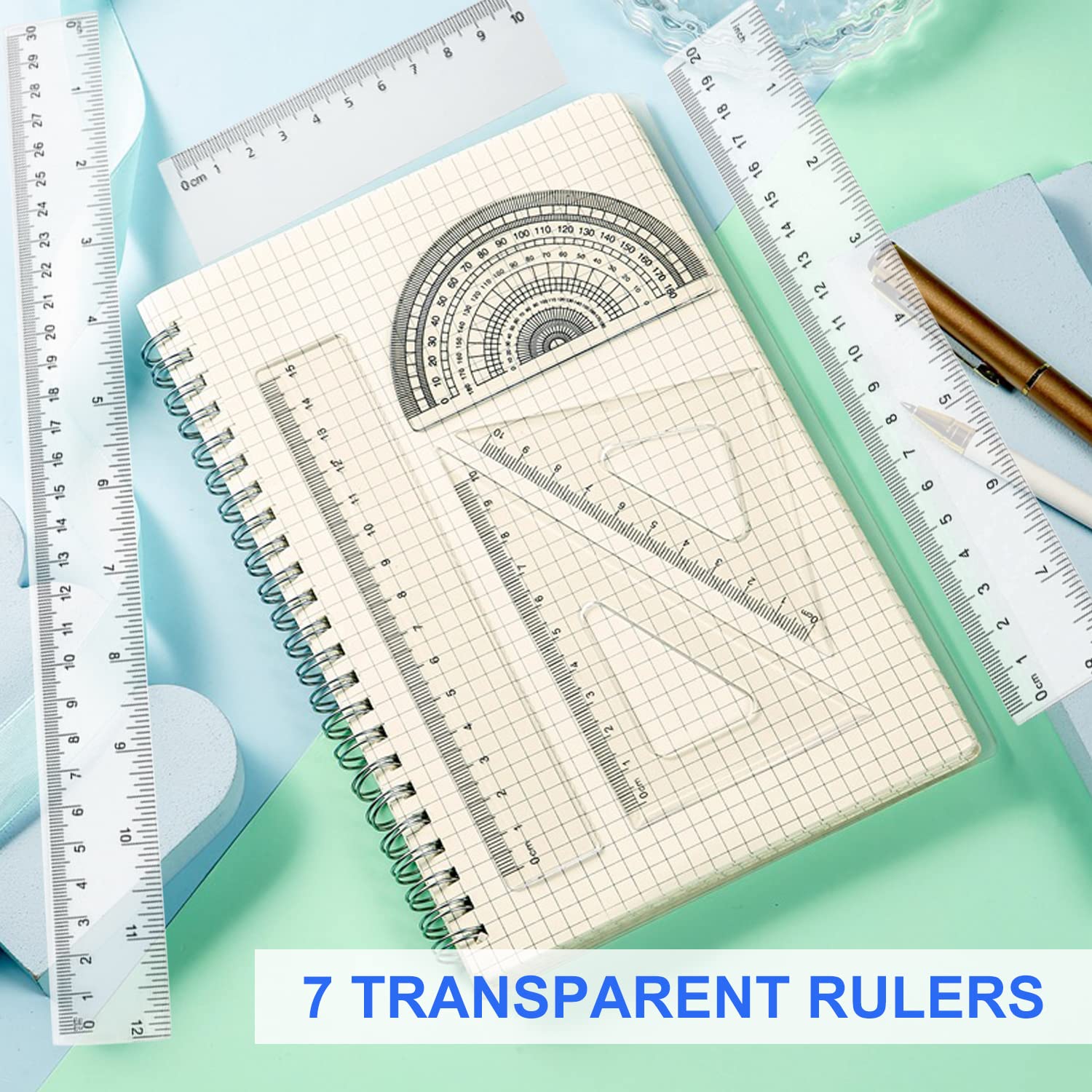 Set 6 Righelli In Plastica 20cm - Flessibili E Trasparenti - Per Scuola, Ufficio E Casa