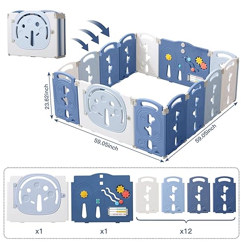 Miniatura 3 de Corralito plegable para bebés y niños pequeños, centro de actividades para niños, patio de juegos seguro, puertas de seguridad para interiores y