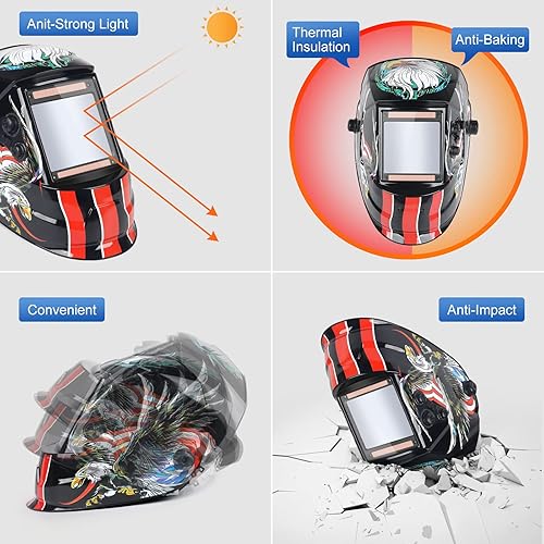 Miniatura 6 de NDUUN Casco de soldadura con capucha de oscurecimiento automático, color verdadero, 3.94 x 3.66 pulgadas, visión grande, alimentado por energía