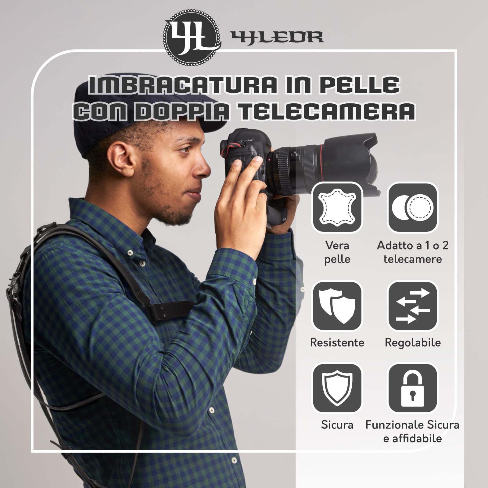 Tracolla Macchina Fotografica per 1 o 2 fotocamere | Imbracatura A Doppia Fotocamera Per Fotografi, Sistema Di Trasporto Per Dslr/Slr, Tracolla Per Fotocamera Singola O Doppia