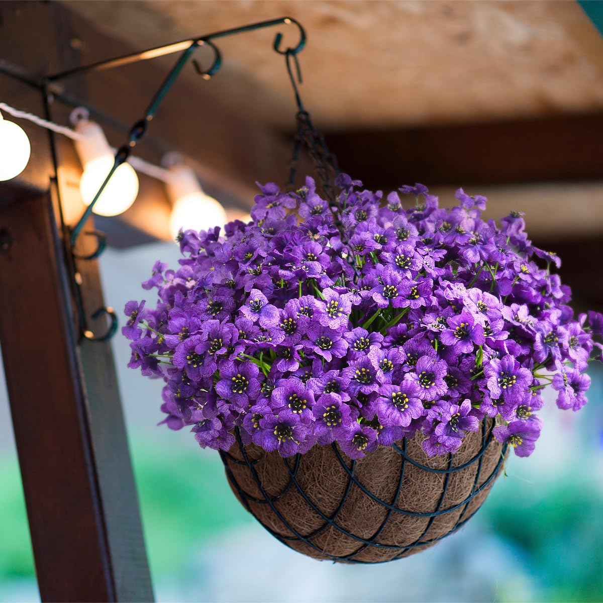 24 Bundles Artificial Daisy Purple Flowers UV Resistant No Fade Fake Boxwood Plastic Plants for Garden Porch Window Box Home Wedding Décor - Indoor/Outdoor Use