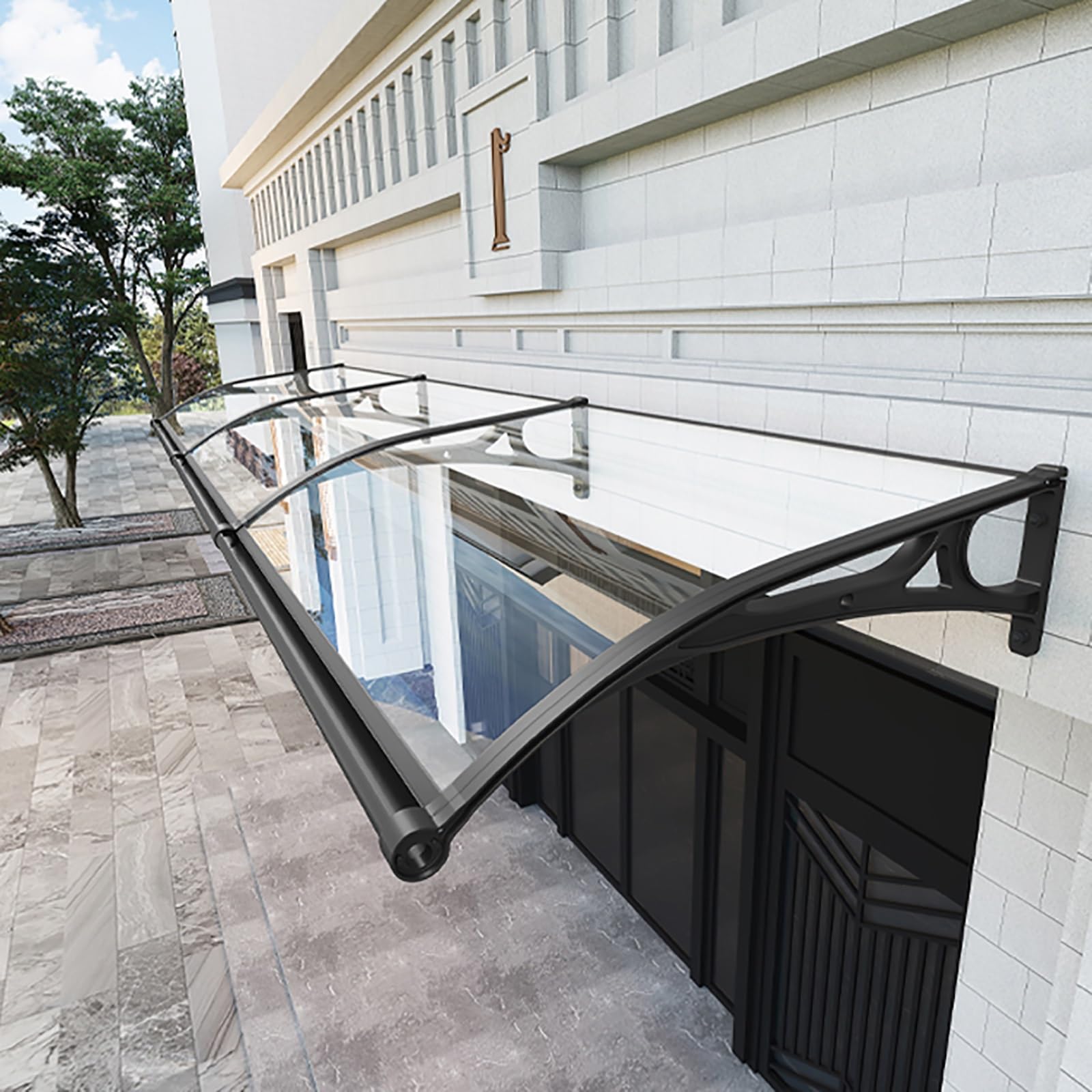 LWJSOCP Front Door Canopy with Drainage - Outdoor Patio Aw Polycarbonate Roof Panels Window Guards for Home Entry Door Aw for Front Doors & Porches