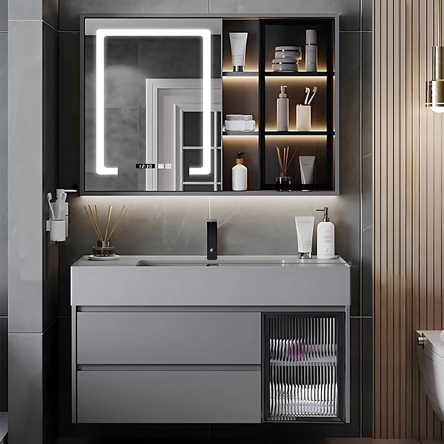 Amazon.com: ZGNBSD Bathroom Vanity Set - Includes Led Smart Defogging ...