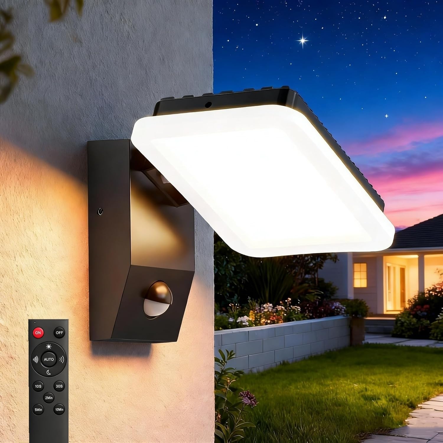 papasbox Lampa ścienna LED do użytku na zewnątrz, z czujnikiem ruchu, wodoszczelność IP65, zewnętrzna lampa ścienna