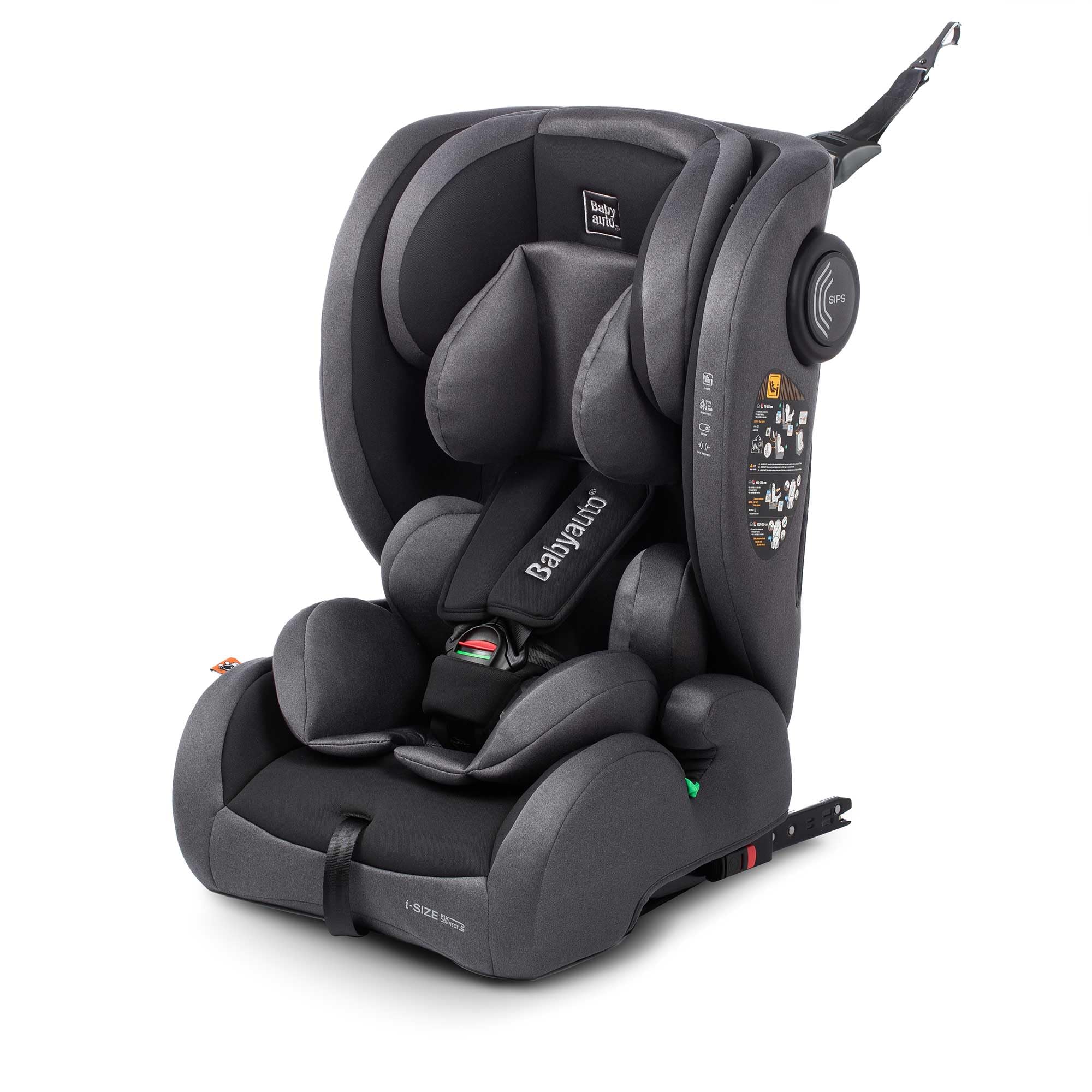 BABYAUTO – Silla de coche ZELAI ISIZE GR. 1/2/3 ISOFIX desde 9 a 36 KG – De 76-150cm de altura – Edad: desde 15 meses a 12 años – Armazón absorve impactos - Evolutiva STONE GREY