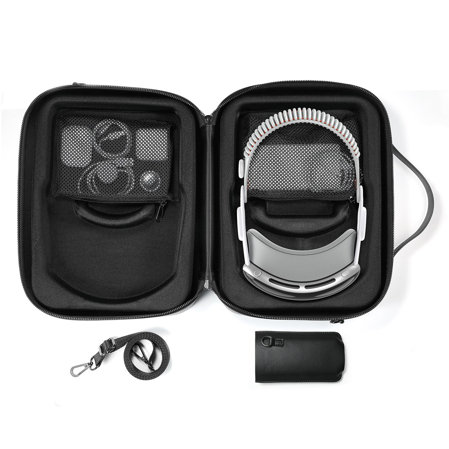BeisDirect Custodia da viaggio per cuffie Vision Pro per realtà virtuale e batteria, borsa antiurto resistente all'usura con tracolla per accessori Vision Pro, Nero , Borsetta