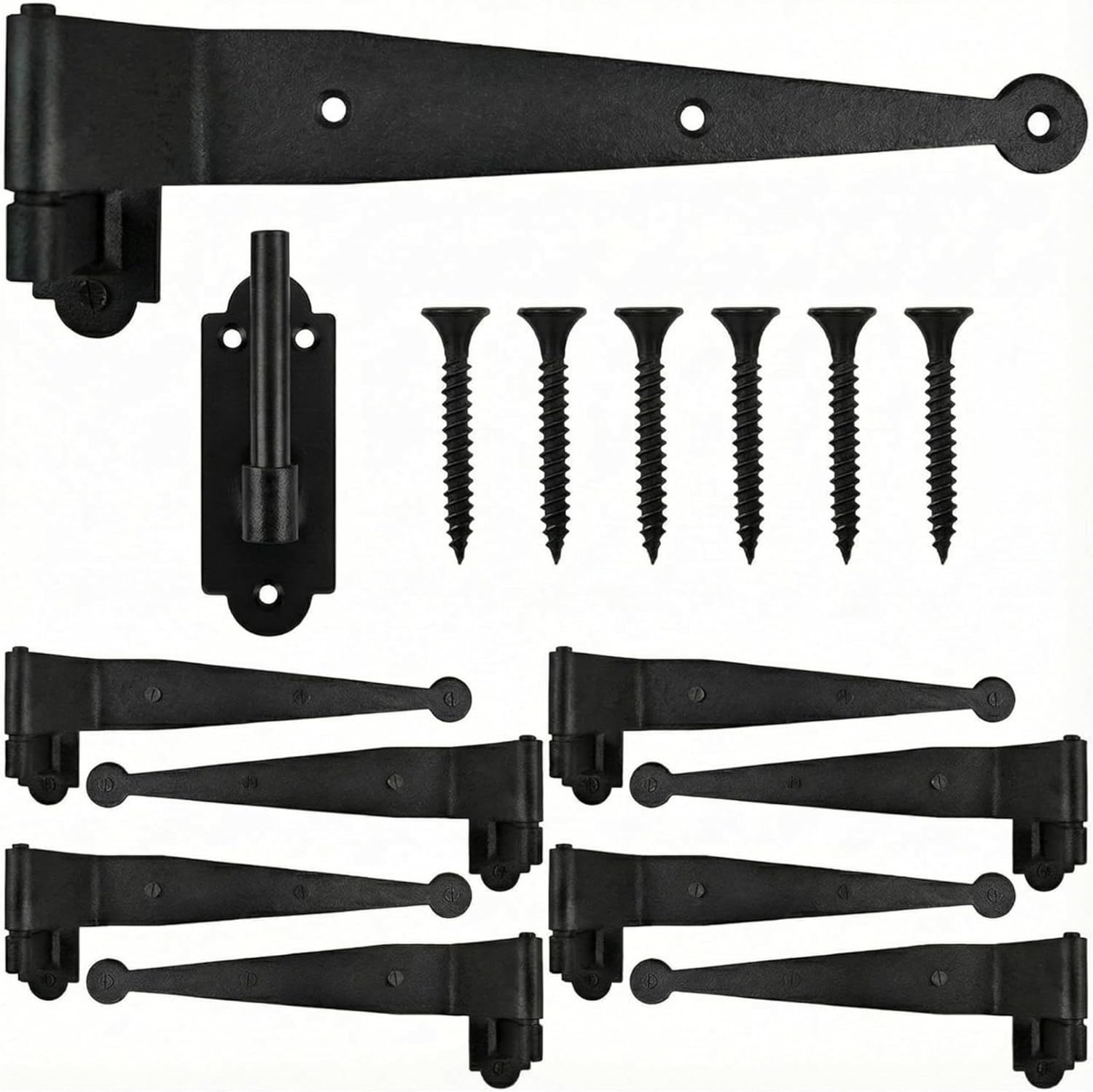 Shimeyao 8 Pack 12 Inch Heavy-Duty Wrought Iron Blind Shutter Hinge Black Powder Coated Offset Strap Lift Off Pintle Hinge Black Pin Hinges for Wood Frame, Gates, Doors, Window