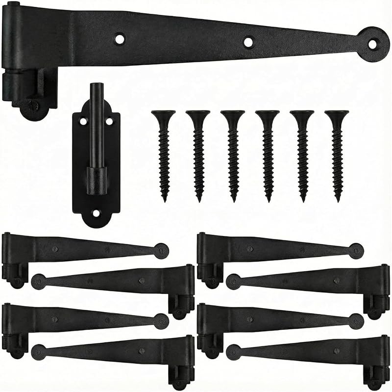 8 Pack 12 Inch Wrought Iron Blind Shutter Hinge 2.5" Heavy Duty Shutter Hardware Black Powder Coated Offset Strap Lift Off Pintle Hinge for Colonial Gates, Doors, Window, Cabinet