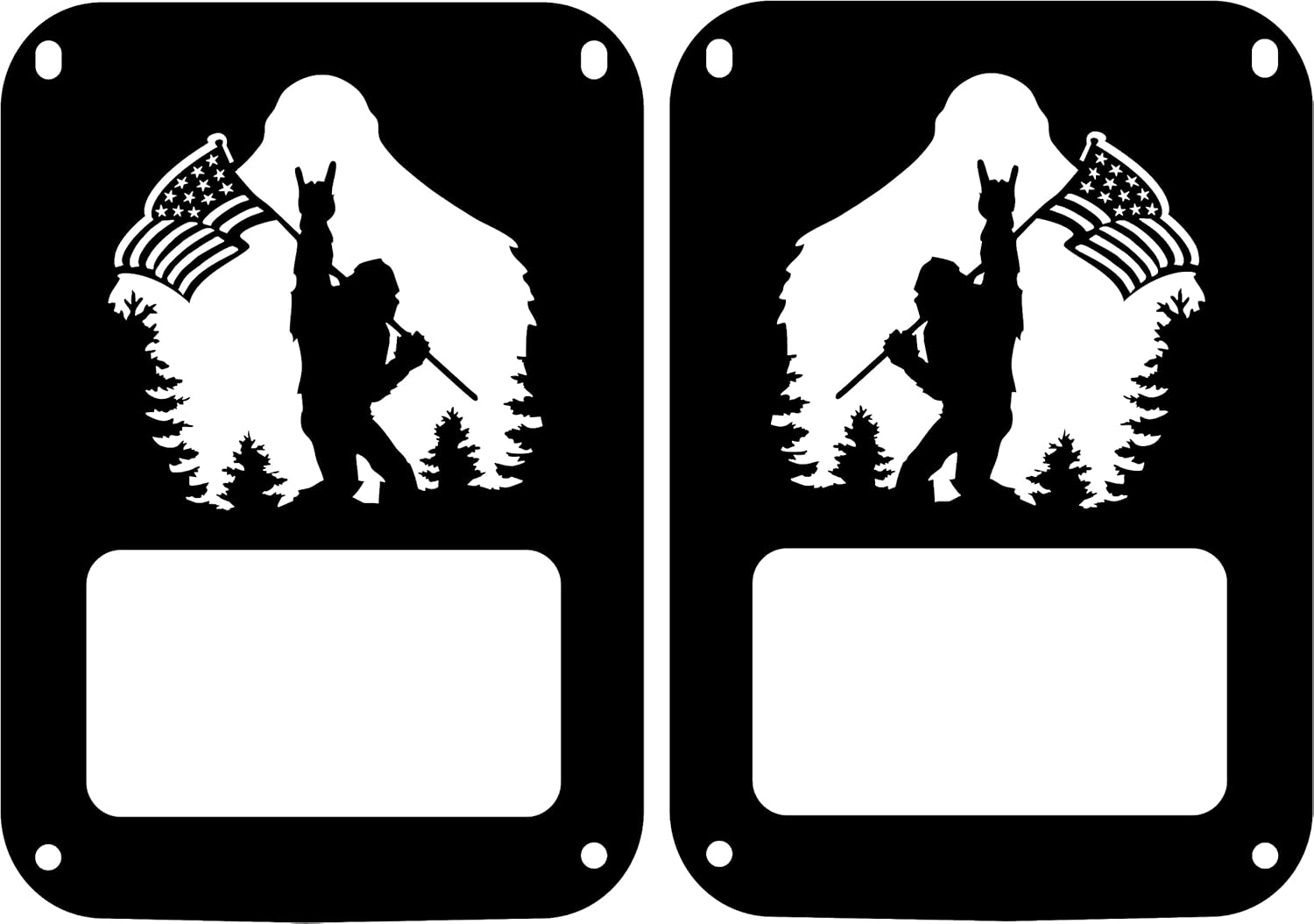 Brand Bigfoot Horns and US Flag tail lamp light covers Compatible with Jeep JK Wrangler Models ONLY Set of 2
