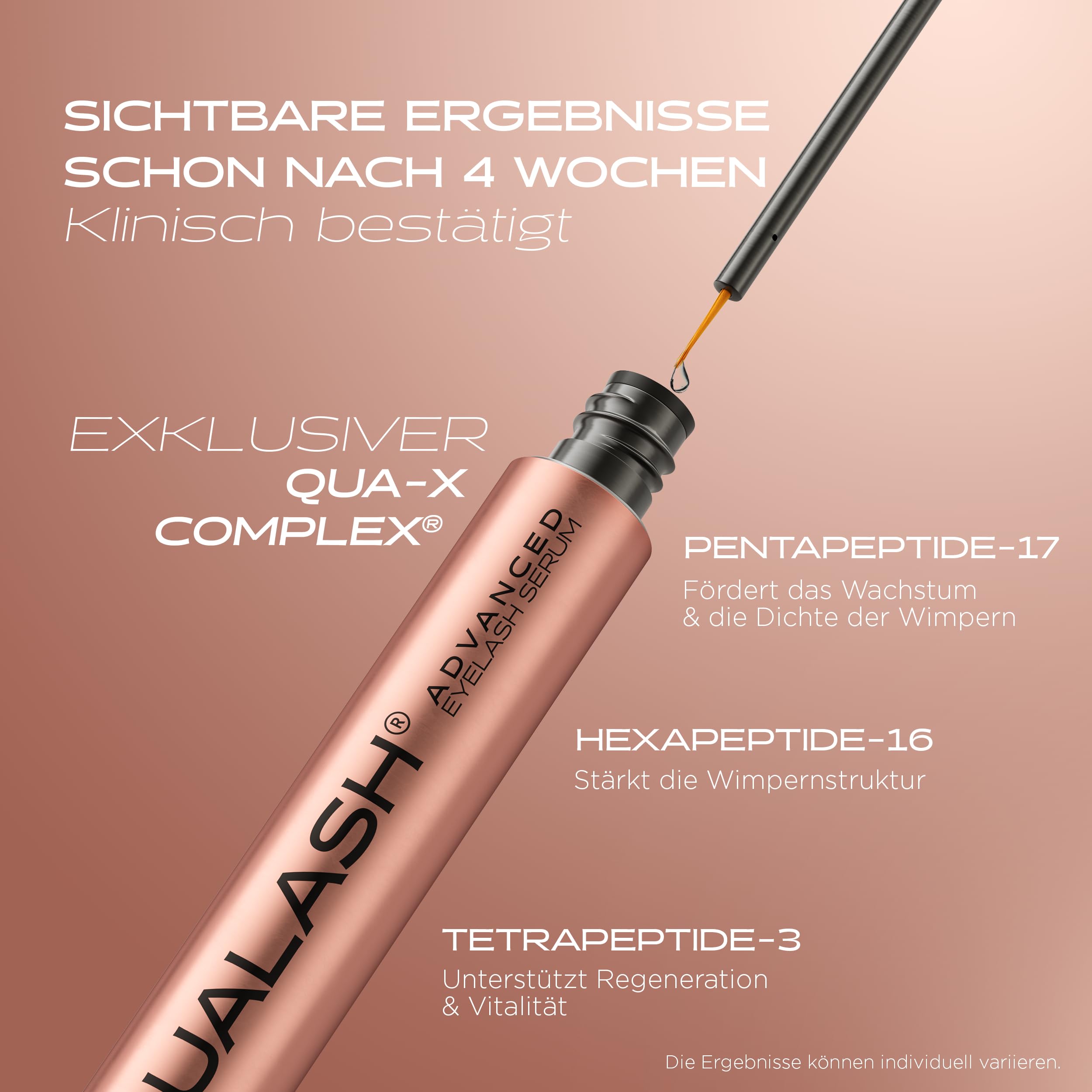 Wimpernserum für Long Lashes – QUALASH®️Advanced Lash & Eyelash Serum 3,5 ml für schnell Wachstum,Testsieger mit patentierter QUA-X Formel, sichtbare Ergebnisse in 4 Wochen