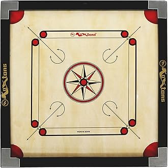 Carrom Board Medium Size,Cut Pocket, 1.5" Border (Economy) with STRICKER & Accessories