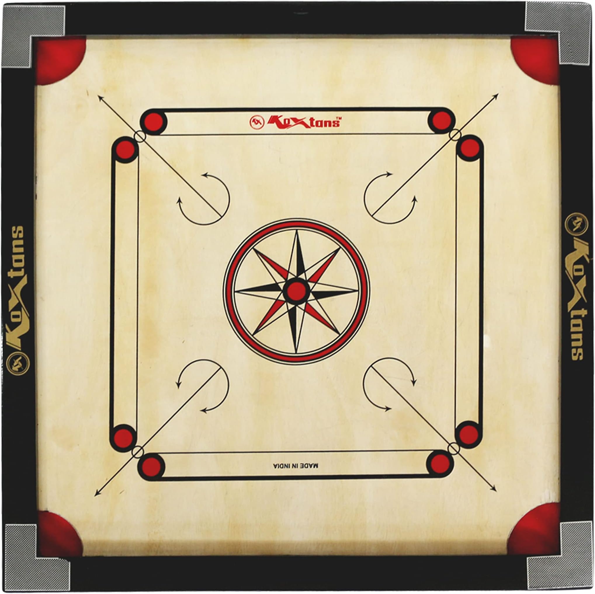 Carrom Board Medium Size,Cut Pocket, 1.5" Border (Economy) with STRICKER & Accessories