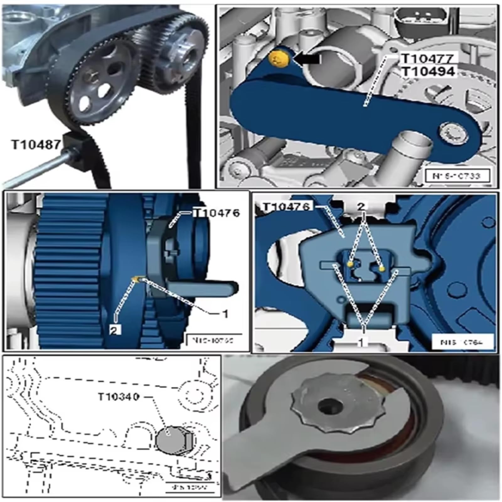 Herramienta tensora Para Seat Para Leon Para Toledo Juego Herramientas Sincronización Motor | Kit de herramientas de ajuste de bloqueo de árboles de levas de sincronización del motor 8 Uds T10172