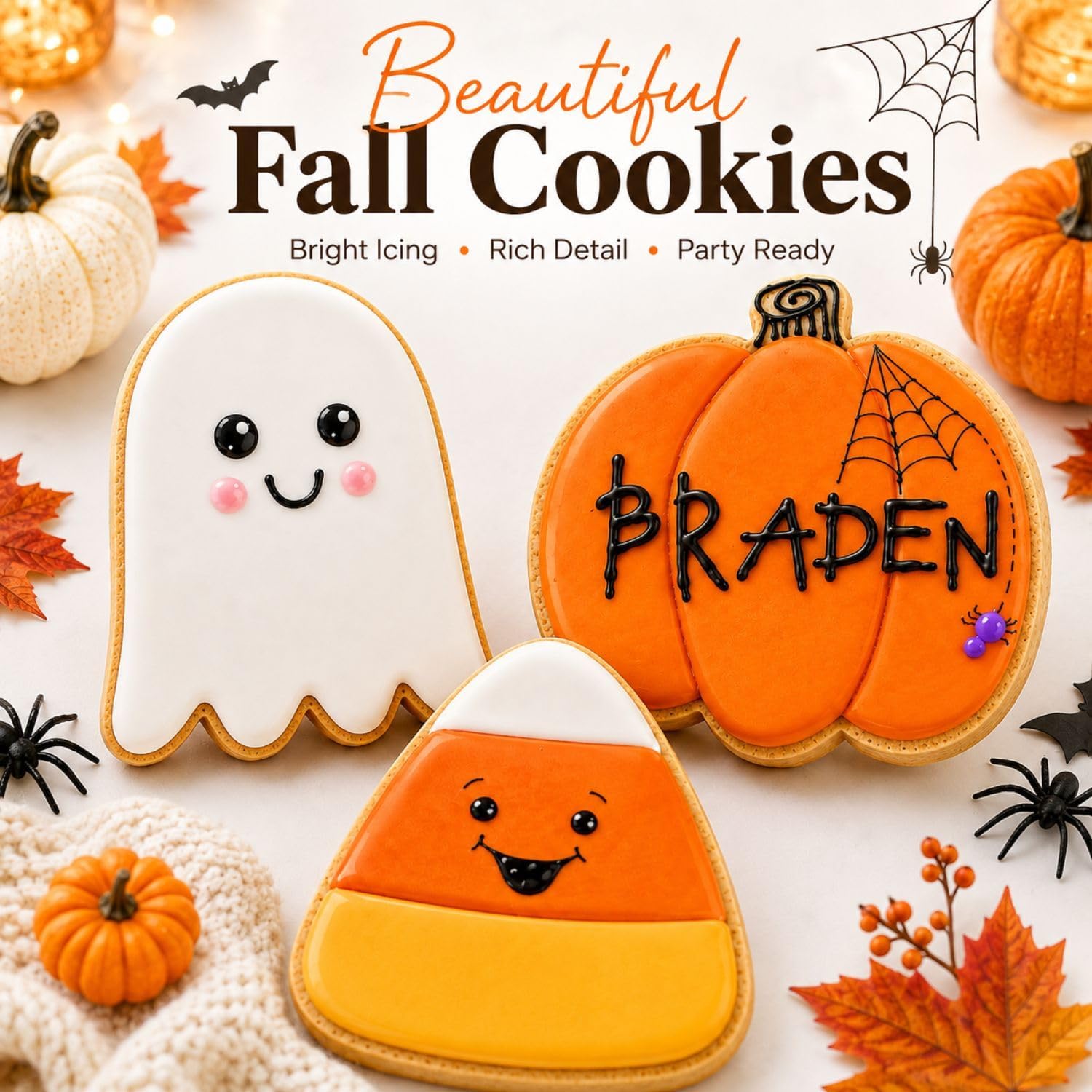 Large 4-Inch Halloween Cookie Cutters, 3-Piece Stainless Steel Set