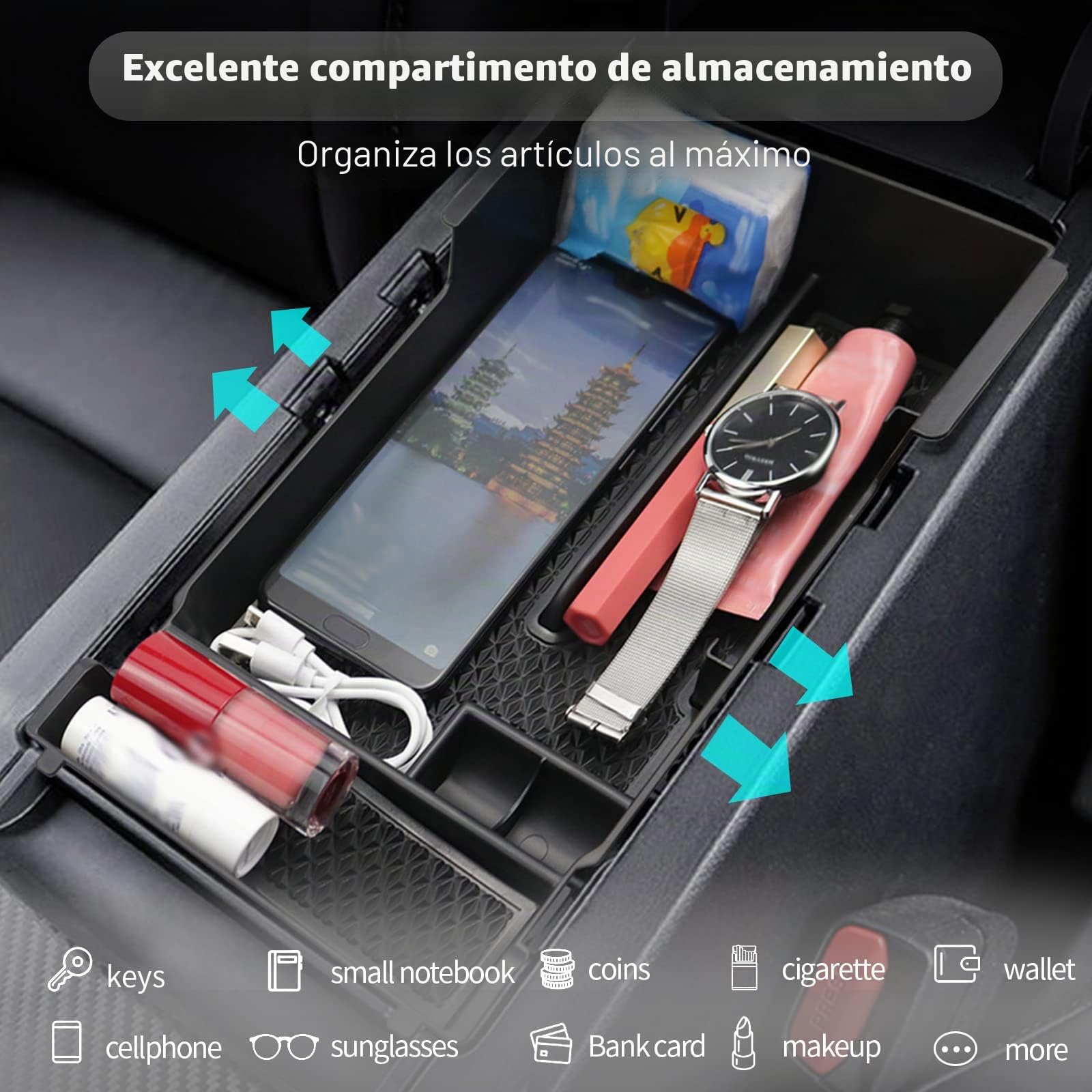 CDEFG Compatible con Mazda 3 BP 2019-2024 2025 Caja de almacenamiento, Consola Central Apoyabrazos Caja del coche Interior Center Armrest Storage Box Accesorios Interiores del coche