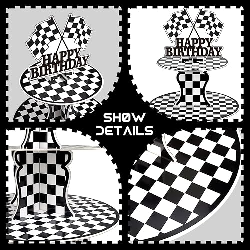 Miniatura 4 de Paquete de 2 soportes para cupcakes de autos de carreras, suministros de fiesta de cumpleaños, dos decoraciones rápidas de autos para camiones,