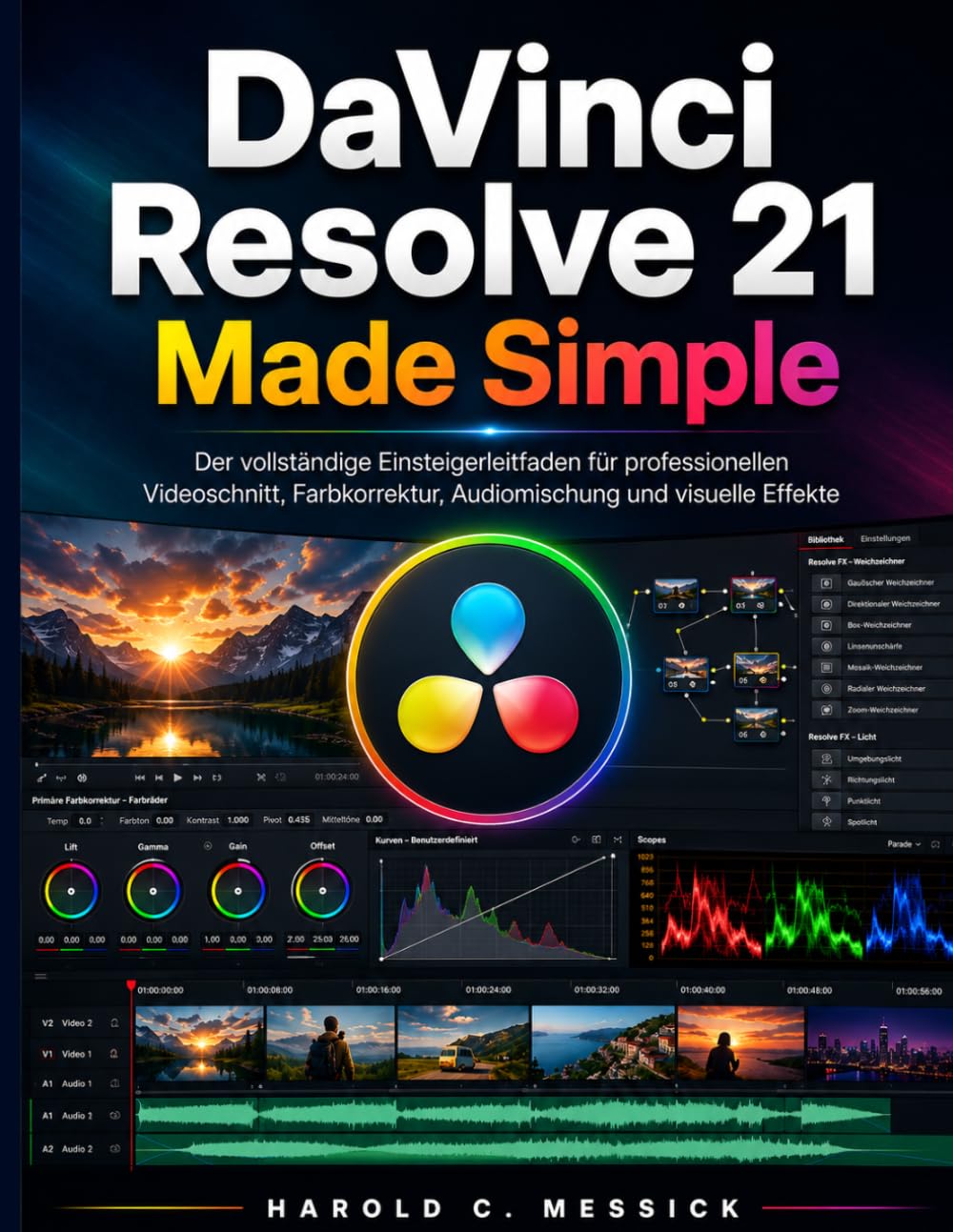 DaVinci Resolve 21 Made Simple: Der vollständige Anfängerleitfaden für professionelle Videobearbeitung, Farbkorrektur, Audiomischung und visuelle Effekte.