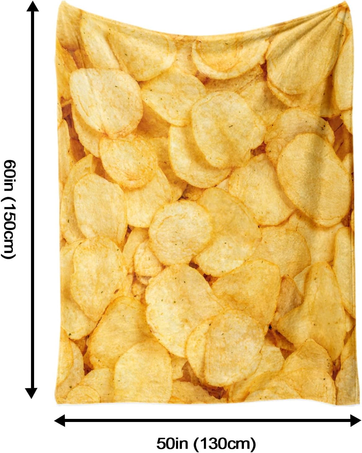 Realistic Potato Chips Throw Blanket, Super Soft Warm Flannel Fleece Nap Food Blankets for Couch Dorm Sofa Room, Funny Gag Gifts for Teenage Boys and Girls, 50×60 inch