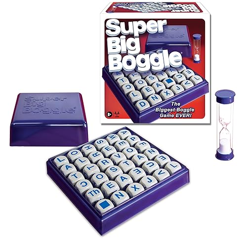 Super Big Boggle con cuadrícula 6x6 y 36 cubos de letras por Winning Moves Games USA, el mayor juego de Boggle jamás creado, temporizador de arena de 4 minutos, para 2 o más jugadores, a partir de 8 años (1165)