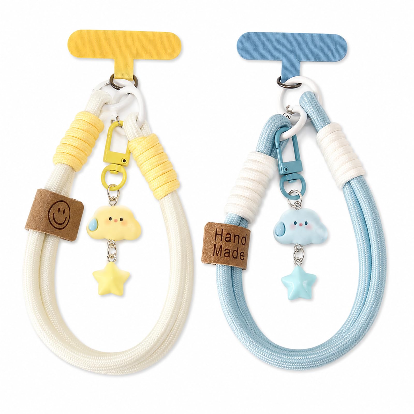 2 Braccialetti Intrecciati Per Telefono Con Stella – Cordino Regolabile Da Polso, Accessorio Moda Per Borsa E Chiavi, Regalo Per Ragazze