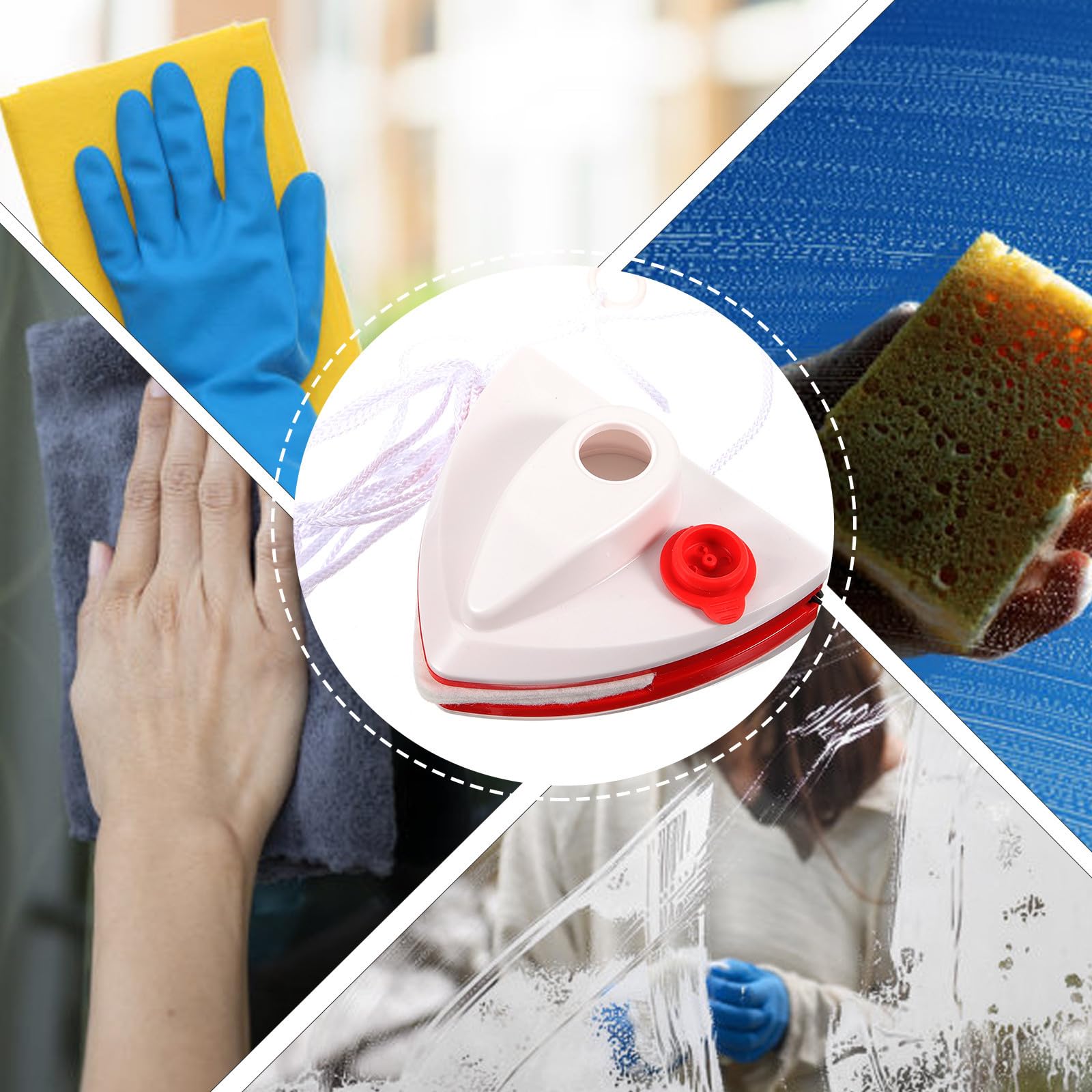 Limpiacristales Material Abs Magnético de Doble Cara Diseño Triangular Práctico y Potente Imán para Ventanas de Dormitorio y Mamparas de Ducha para Uso Hogar