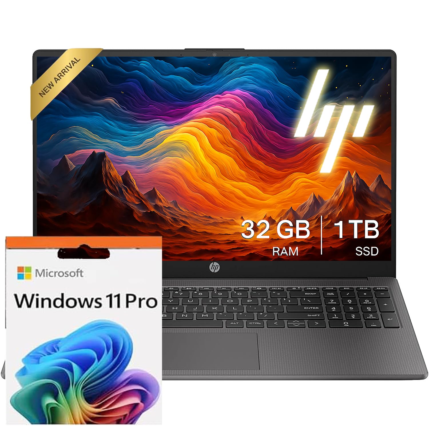 Laptop HP 255 G10 para el hogar o el trabajo, 32 GB de RAM, SSD de 1 TB, pantalla Full HD de 15,6", Ryzen 3 7330U (supera a Intel i5-1135G7), HDMI, USB-C, Windows 11 Pro, lista para la empresa y la diversión.