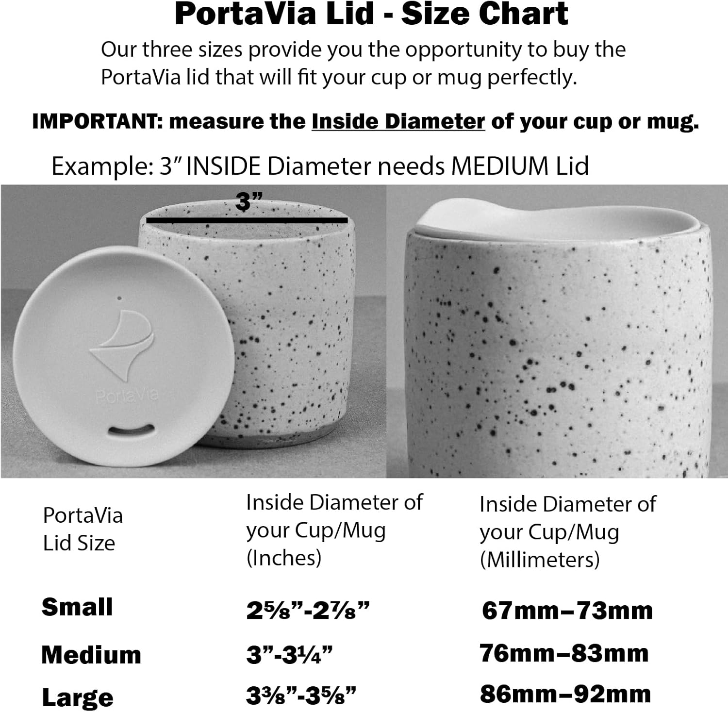 Porta Via Reusable Silicone Lid for Coffee Cups and Mugs, Dishwasher-Safe