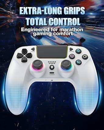 GUOC LED Wireless Controller for PS5 with Hall Effect Joystick and Trigger,4 Macron Boutton Extended Grip Controller Compatible with PS5 Pro/Slim, Dual Vibration, Remap/Turbo Function