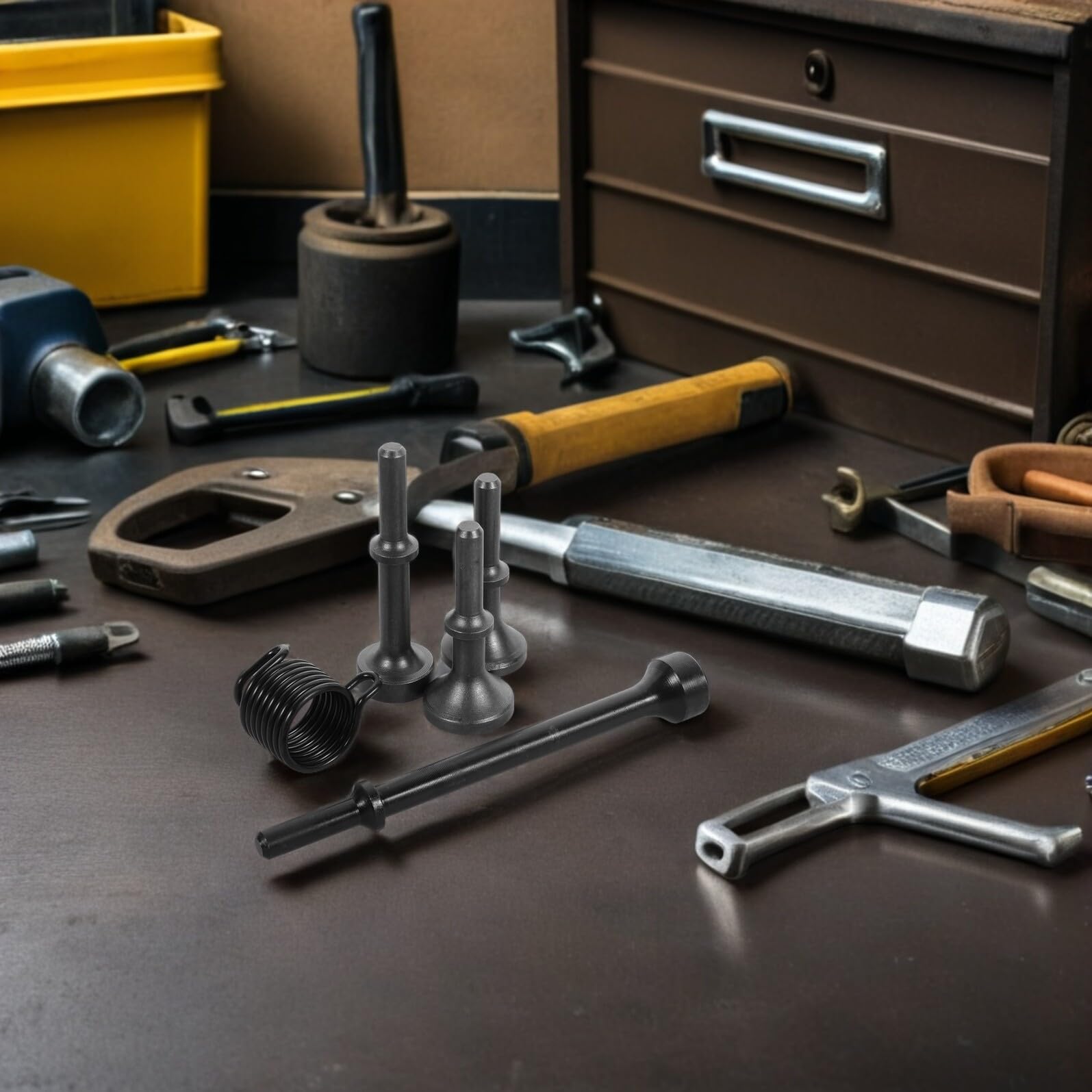 5 Piezas Martillo Neumático Accesorios con Retenedor de Resorte de Acero para Cincelado Remaches y Reparación Automotriz Kit Compatible para Herramientas de Aire