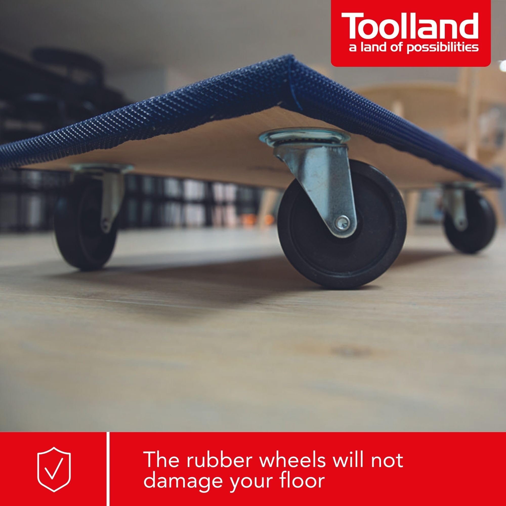 Toolland Plataforma con Ruedas Resistente de Madera 65 x 40 cm con 4 Ruedas giratorias, Ideal para Transportar Muebles y Mover Cargas Pesadas hasta 400 kg